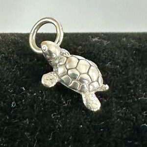 JAMES AVERY Sterling Silver 3-D Turtle Charm Pendant; Un-cut Connector Loop